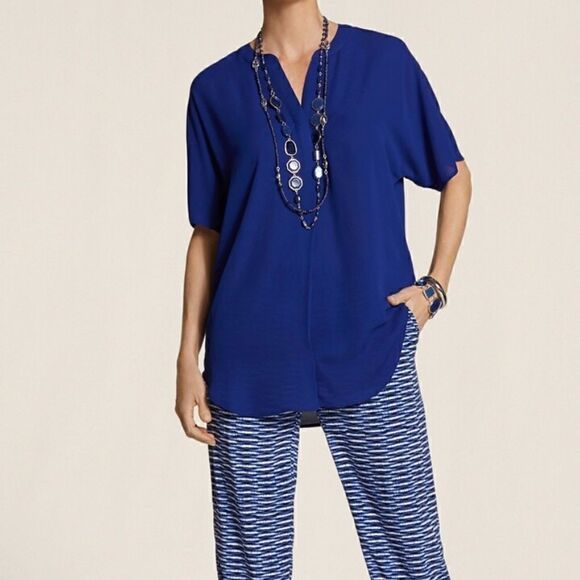 Chico’s purple dolman sleeve chiffon popover flowy blouse - Picture 1 of 10